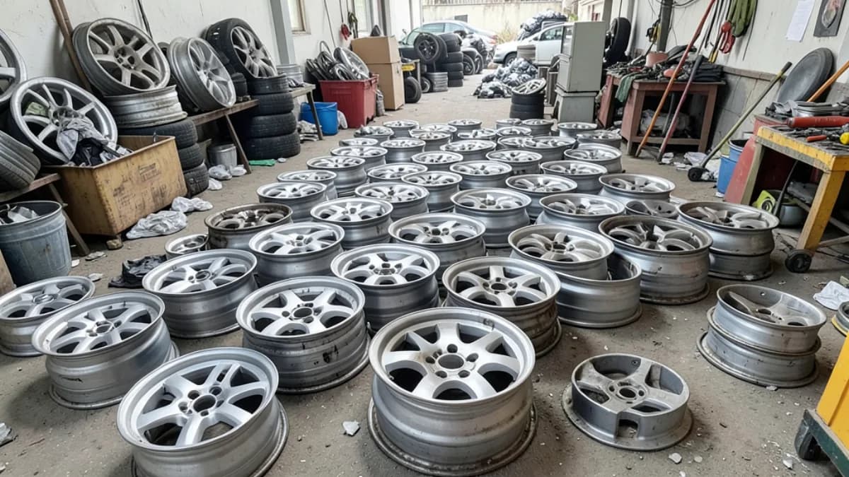 חישוקי אלומיניום משומשים ללא צמיגים ממוינים לשקילה