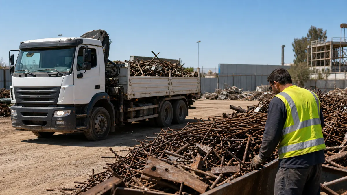 קונה ברזל בבאר שבע מפנה גרוטאות ברזל ממשטח תעשייתי